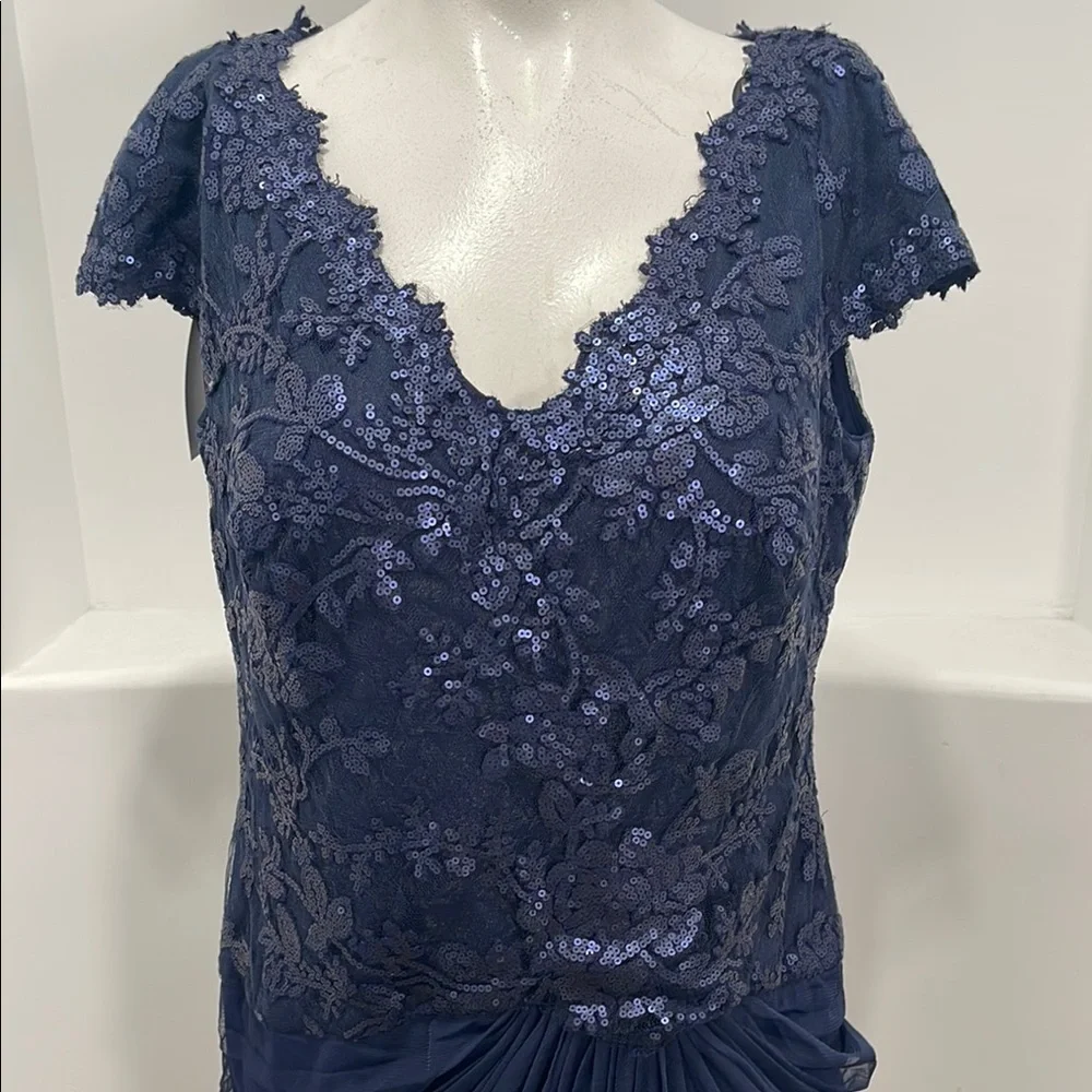 Tadashi Shoji Too Navy Embroidered Lace Evening Gown Tulle Skirt Size 16 Q NWT - Picture 7 of 16